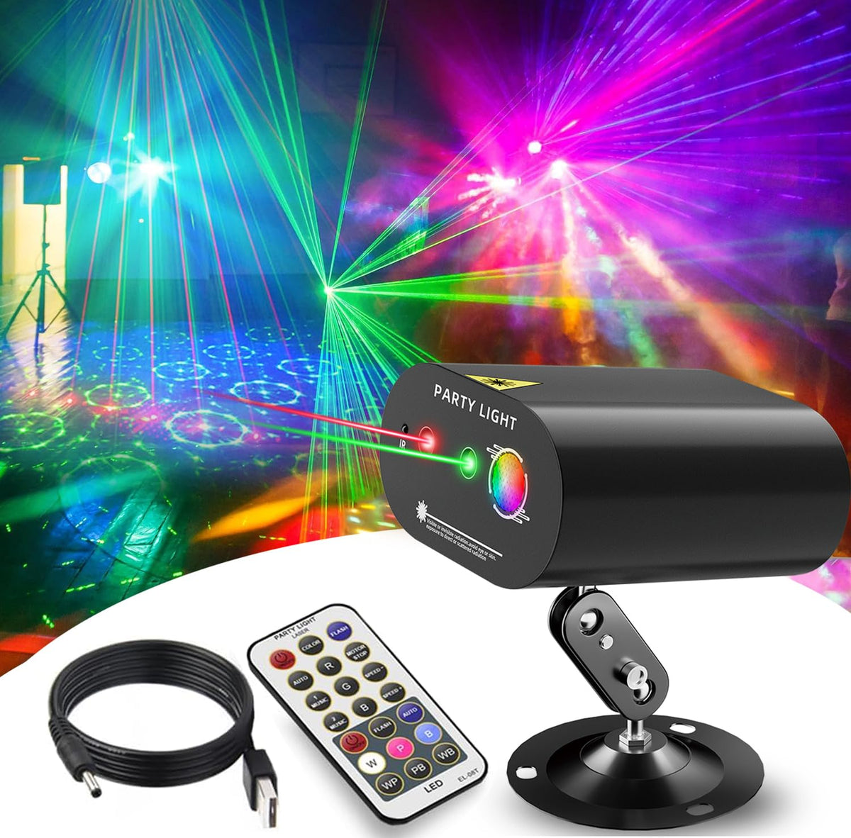Yiixuyo - DJ Disco Ball Party Lights with Sound-Activated Remote