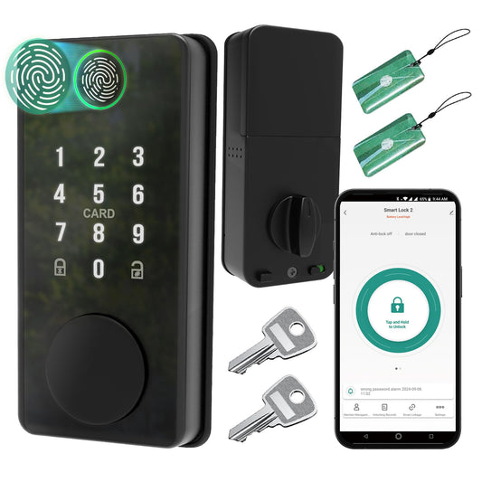 Heart of Tafiti Smart Door Lock Deadbolt with Digital Keypad, Keyless Entry and Fingerprint Lock for Front Door, Bluetooth Electronic Lock with APP Control, Anti-Peeping Password