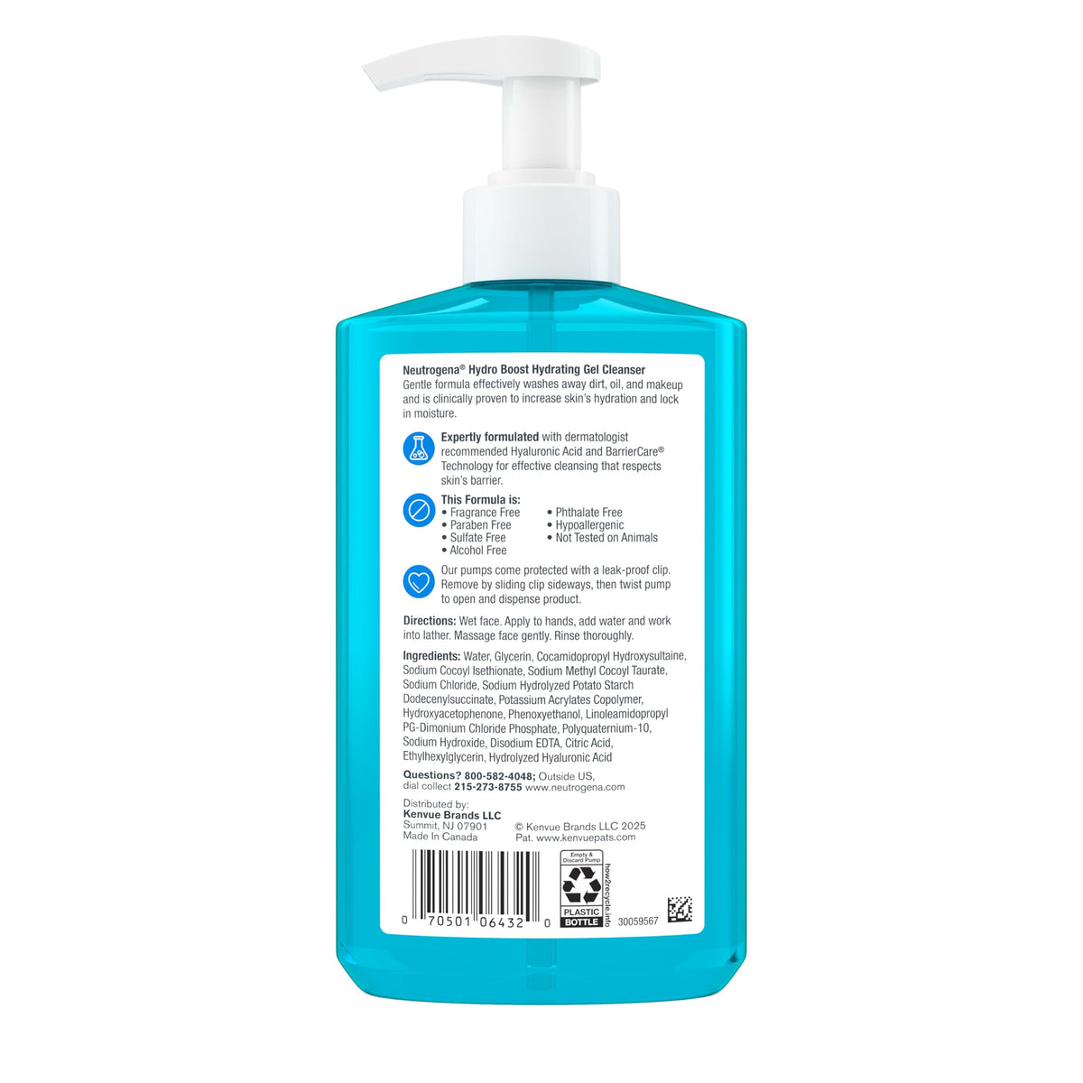 Neutrogena Hydro Boost Face Wash, Fragrance Free, 16 fl oz