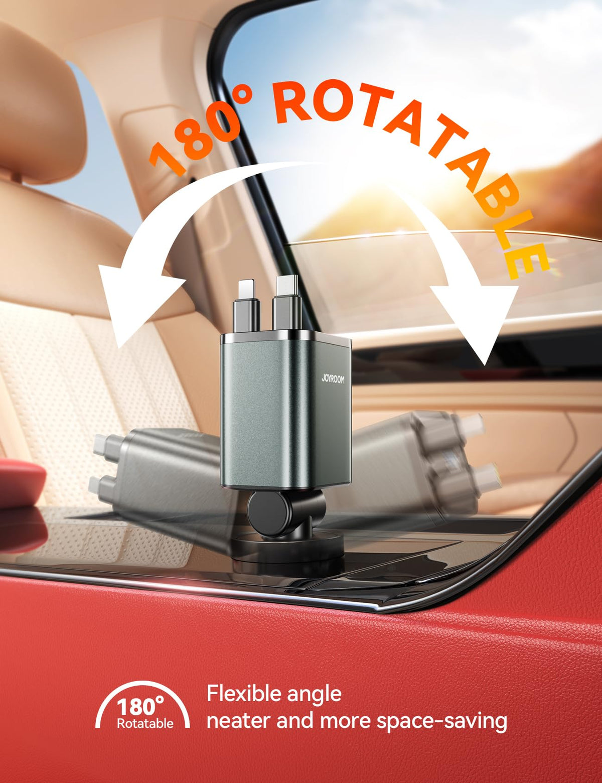 JOYROOM Retractable Car Charger 84W Car Charger USB C Fast Charge 4 in 1
