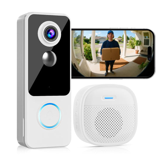 Doorbell Camera Wireless,2K FHD Head-to-Toe Video, no subscription,Two-Way Talk, Smart Home Video Doorbell with Chime,Battery Powered,Motion Detection & Alerts Compatible with Alexa & Google(2.4GWiFi)