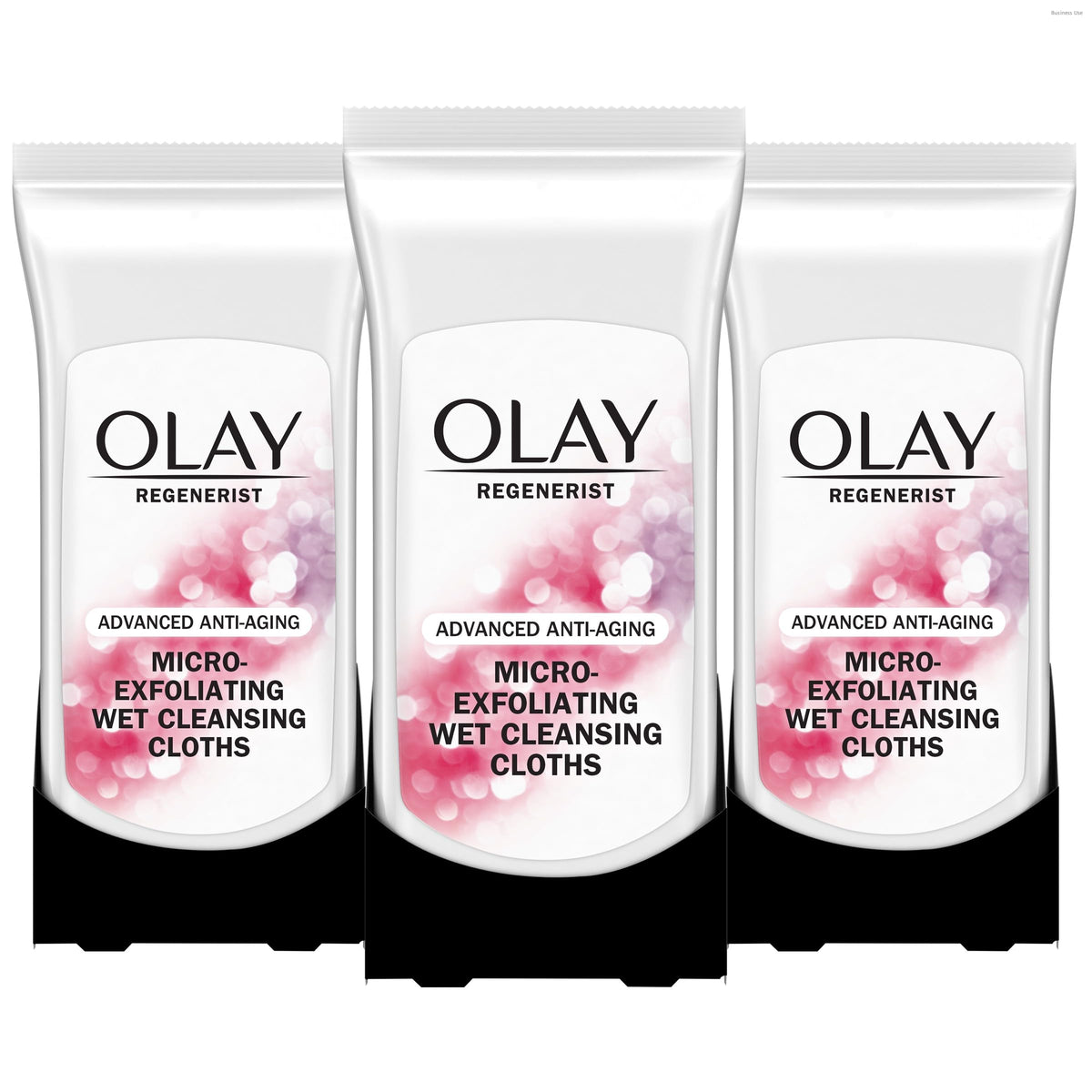 Olay Makeup Remover Wipes, Regenerist Micro-Exfoliating Wet Cleansing Cloths, Facial Cleanser for Women - Exfoliates, Refreshes, Smooths Texture, Travel Approved, 30 ct - 3 Pack