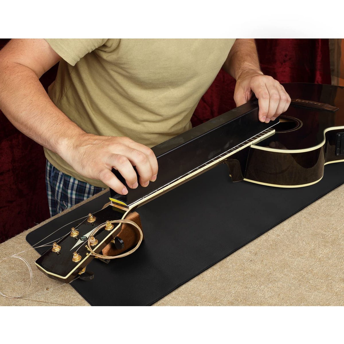 Guitar Repairing Maintenance Tool Kit with Guitar Neck Rest Cradle and Instrument Mat for Guitar Workstation, Acoustic Guitar Electric Guitar Ukulele Violins Bass Banjo, Gift for Musicians