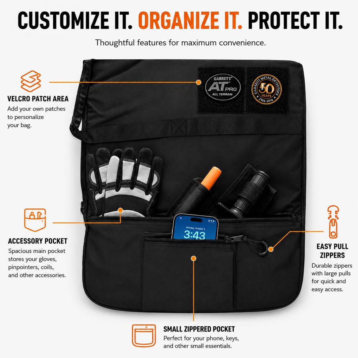 Padded 53" Heavy Duty XL 3 Zipper Bag for Metal Detector Carry and Travel