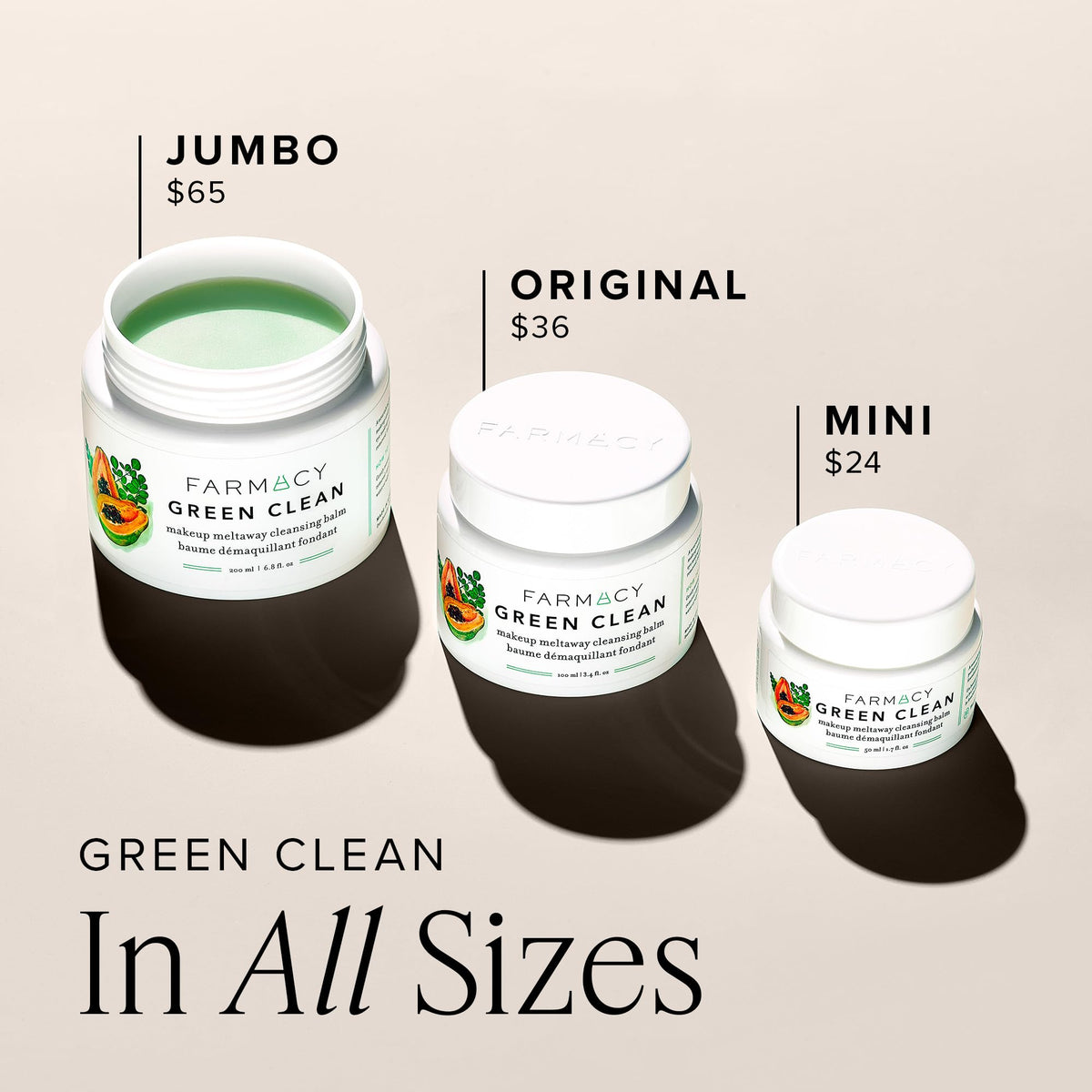 Farmacy Makeup Remover Cleansing Balm - Green Clean Waterproof Makeup Remover Balm + Oil Cleanser for Face - Gently Melts Make Up + SPF - Hydrates + Softens Skin with Super Greens + Papaya (100ml)