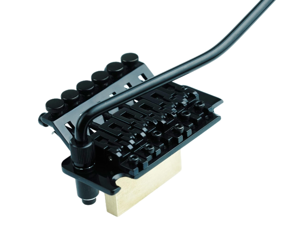 Eddaray Double Rocking Tremolo Bridge, 6 String Electric Guitar Spring Stabilizer Device Double Vibrato System Tailpiece Saddle Playing Accessories Replacement (S2000 Black, 43mm String Lock Length)