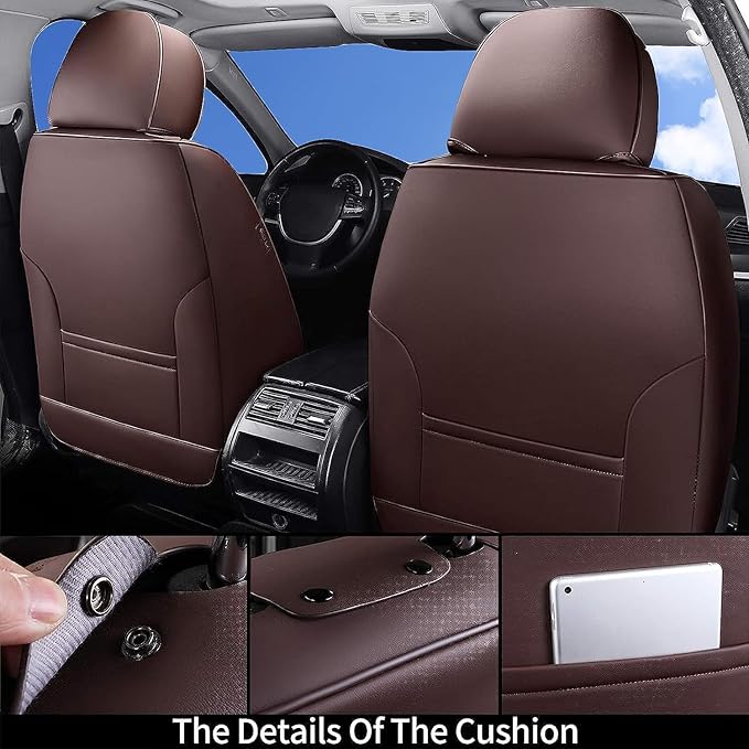 Coverado Seat Covers, Car Seat Covers Front Seats, Car Seat Cover, Car Seat Protector Waterproof, Car Seat Cushion Nappa Leather, Brown Seat Covers Carseat Cover Universal Fit for Most Cars