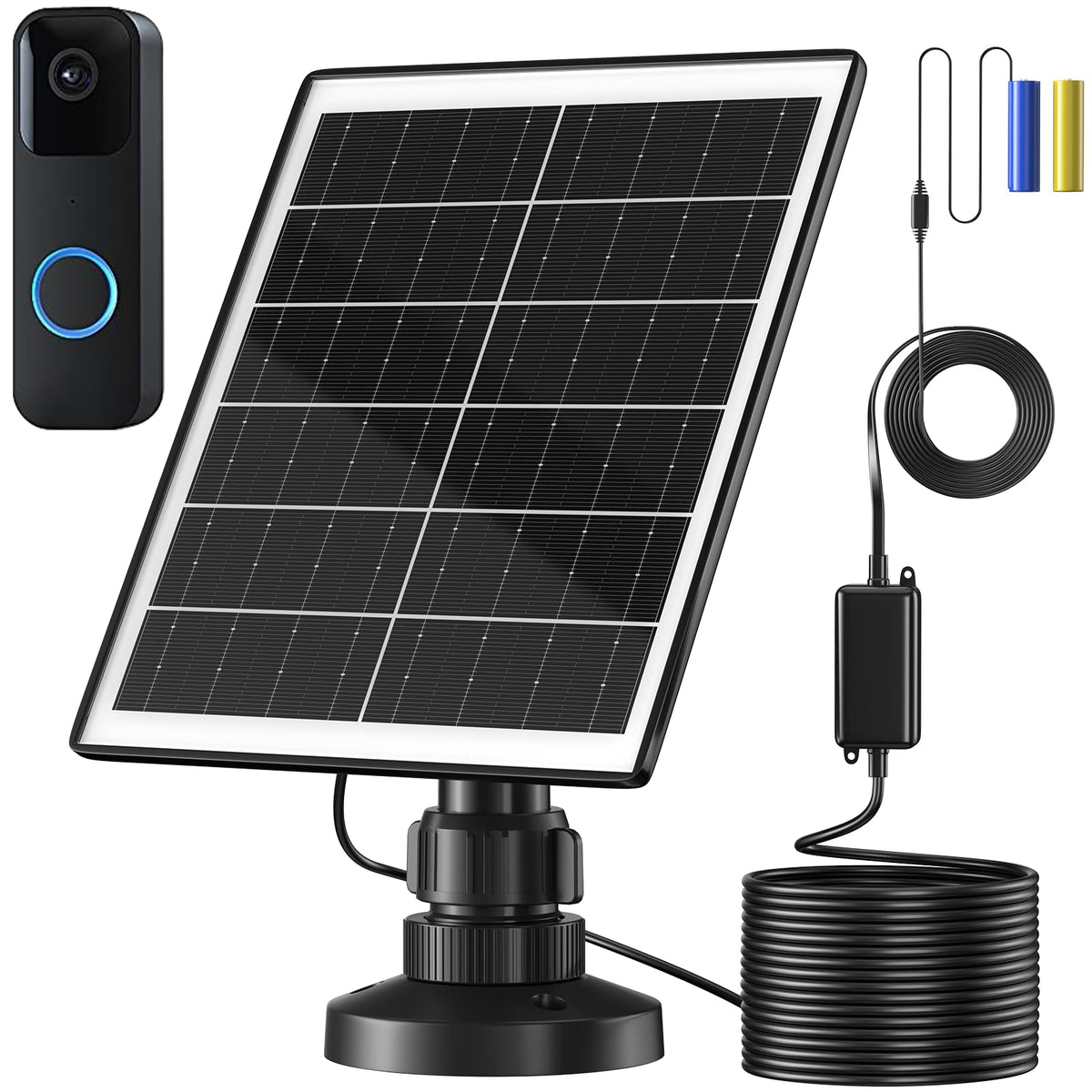 UYODM Solar Panel Charger Compatible with Blink Video Doorbell/Blink Outdoor 4(4th) / XT3 / XT2 / XT Cam,Power Your Doorbell or Outdoor Cam Continuously with 16.5 Ft Cable,AL Alloy Frame Durable