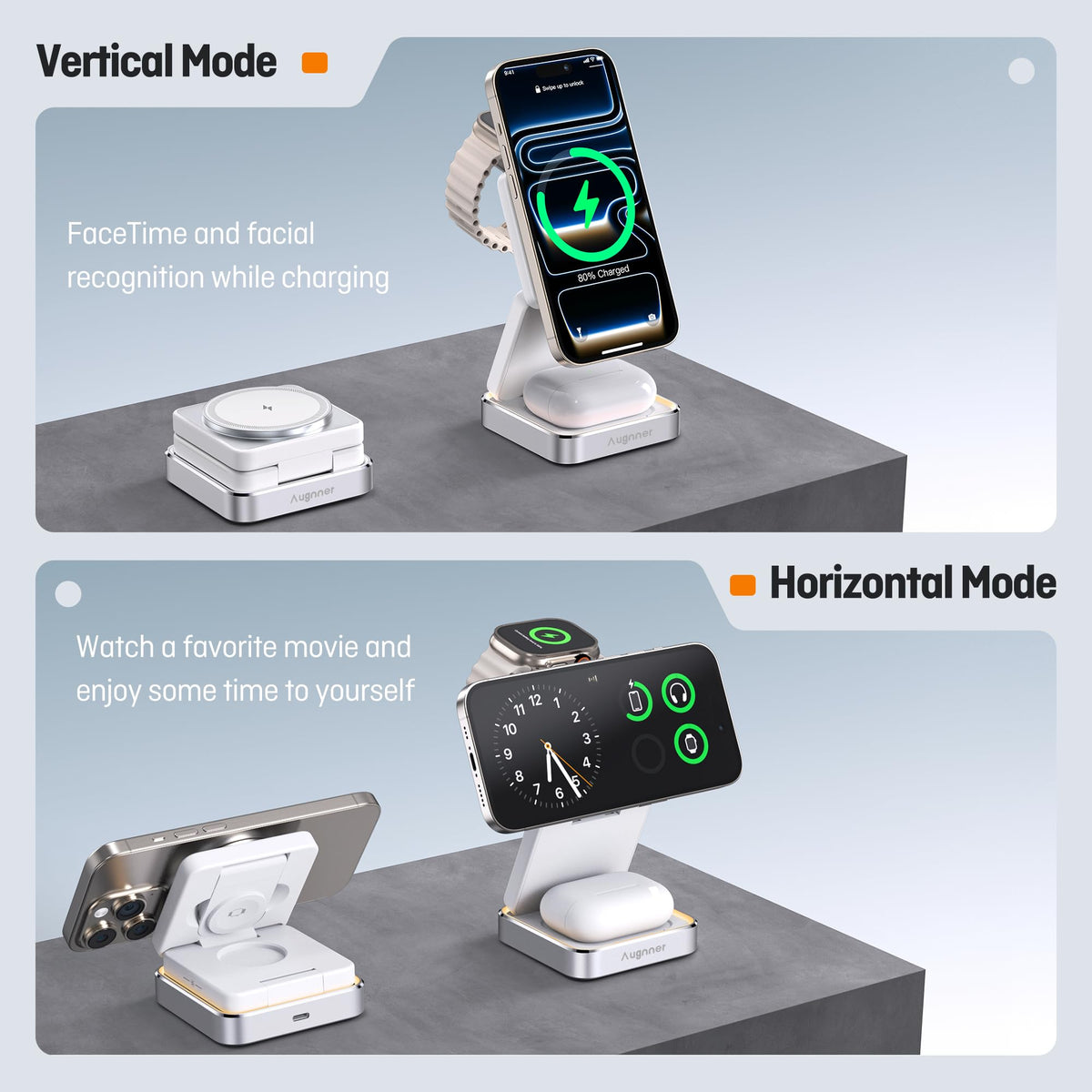 Foldable 15W Wireless Charging Station for iPhone Apple Watch Airpods