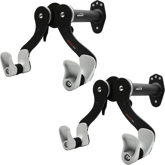 Ibera Bike Wall Mount - Secure Bike Storage up to 18kg with Adjustable Frame Holder & Soft Rubber Cradles - Garage Bike Rack for Road, MTB, Kids, Hybrid Bikes - Easy Installation & Space-Saving Design