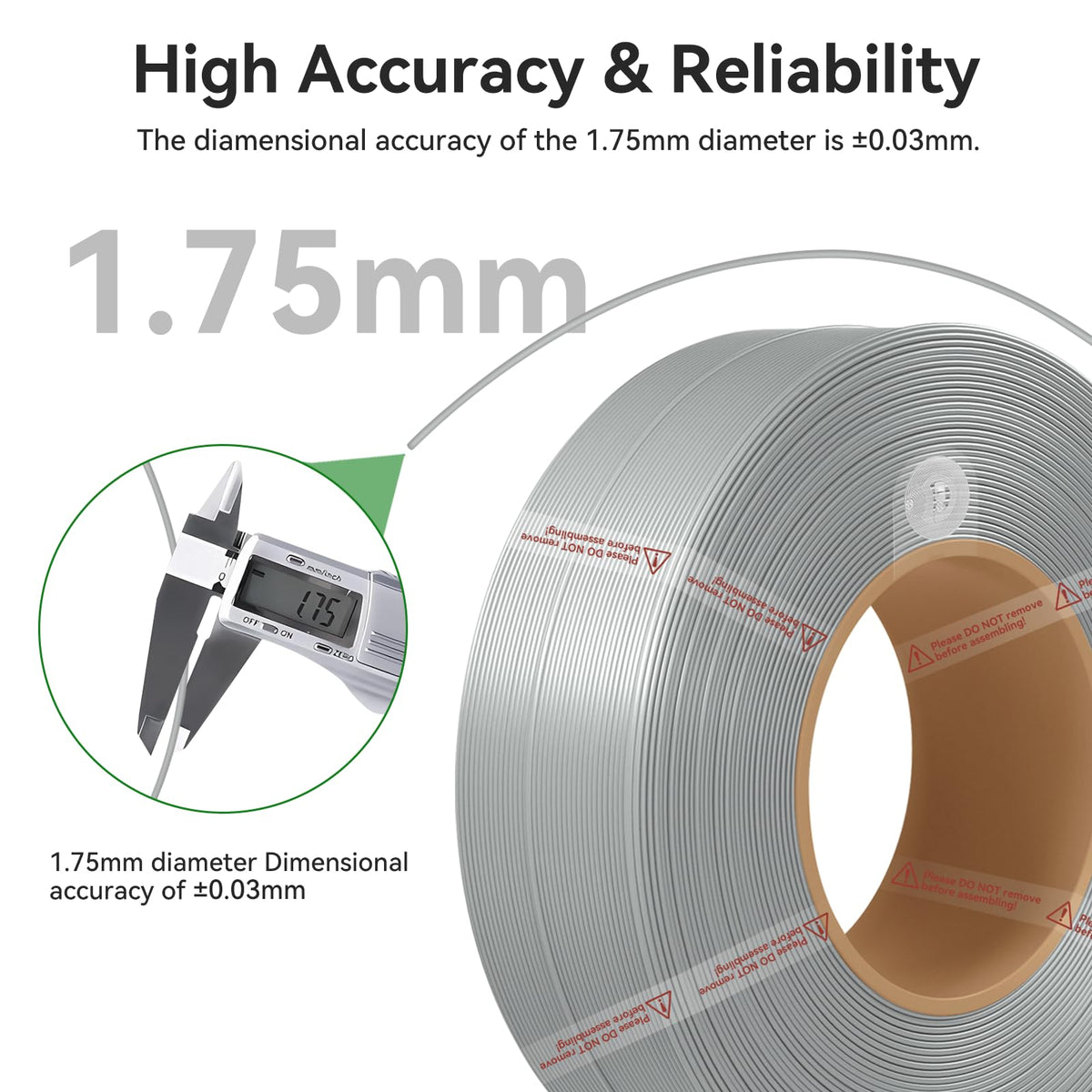 ENOMAKER PLA Basic 3D Printer Filament Refill Jade White 10100