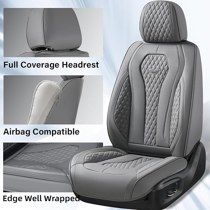 Coverado Seat Covers, Car Seat Covers Full Set, Gray Car Seat Cover, Car Seat Cushion Waterproof, Car Seat Covers Front Seats Back Seat Covers, 8839 Car Seat Protector Universal Fit Most Cars