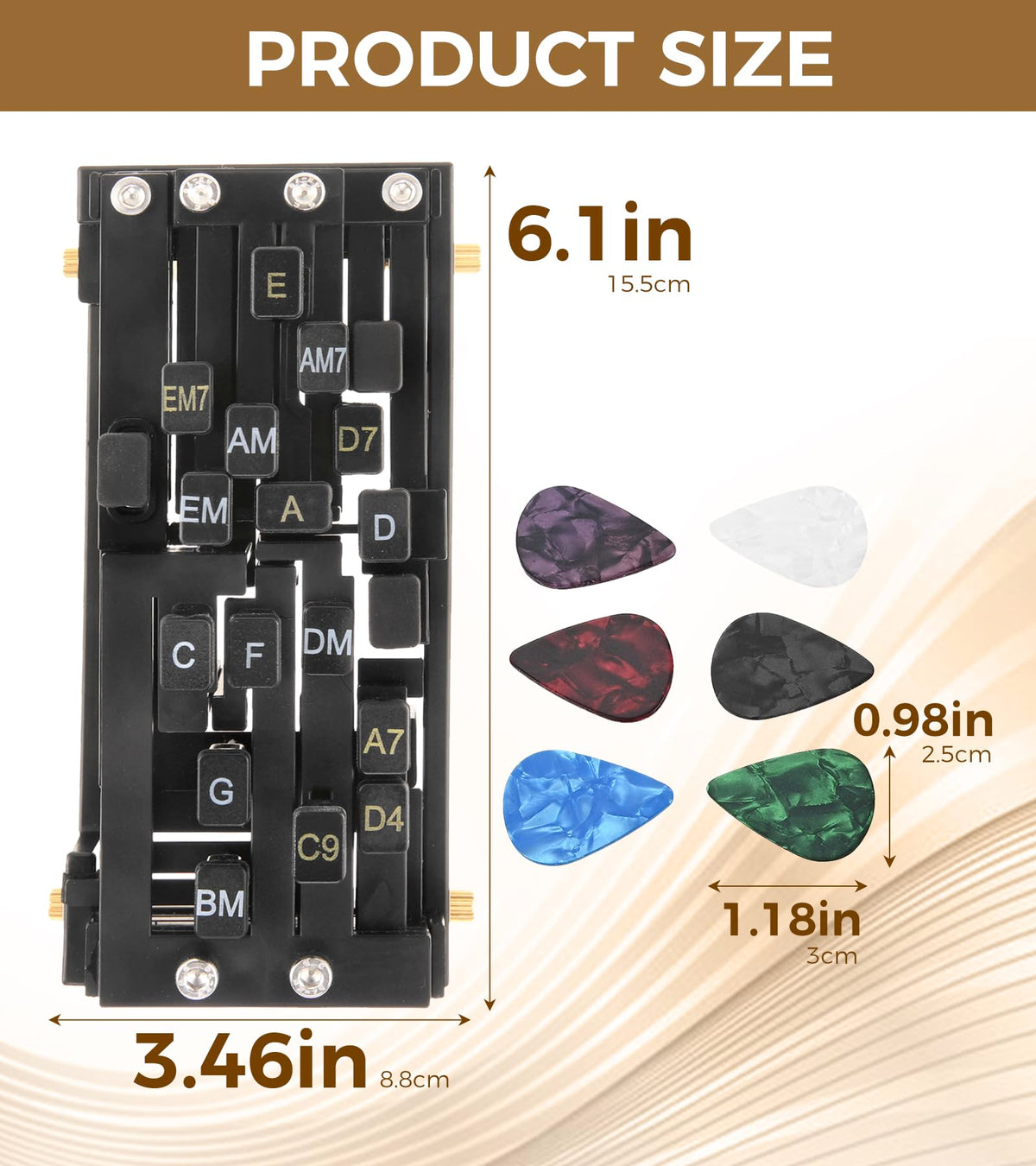 firburove Guitar Chord Presser with 6 Premium Guitar Picks