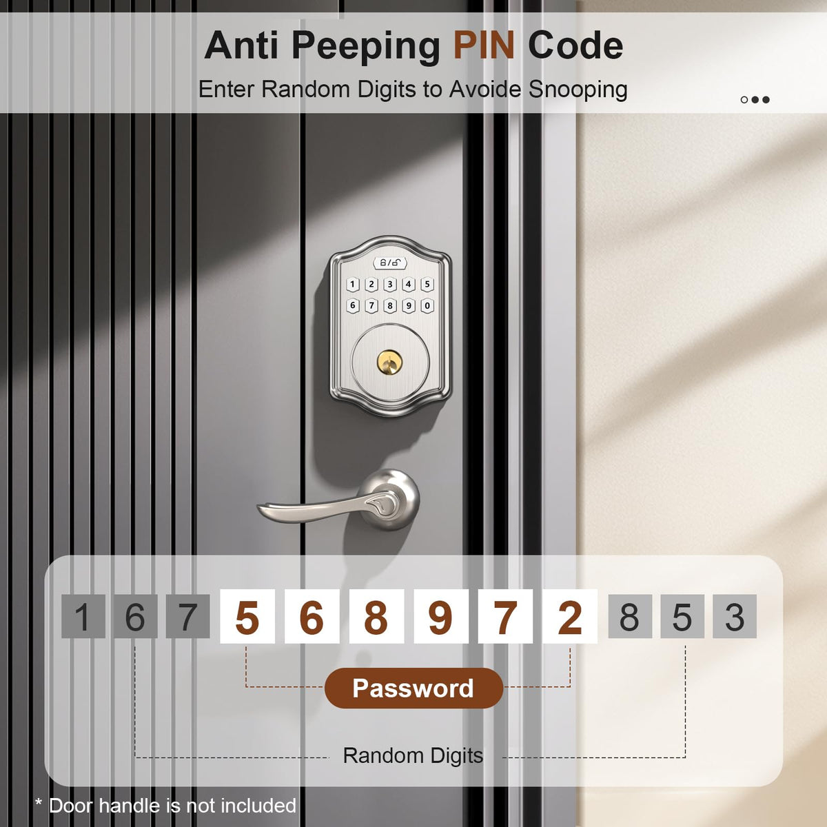 Keyless Entry Door Lock with Code, Voice Guidance Electronic Keypad Deadbolt Smart Locks for Front Door, Easy to Install, Anti-Peeping Password, Auto Lock, Satin Nickel