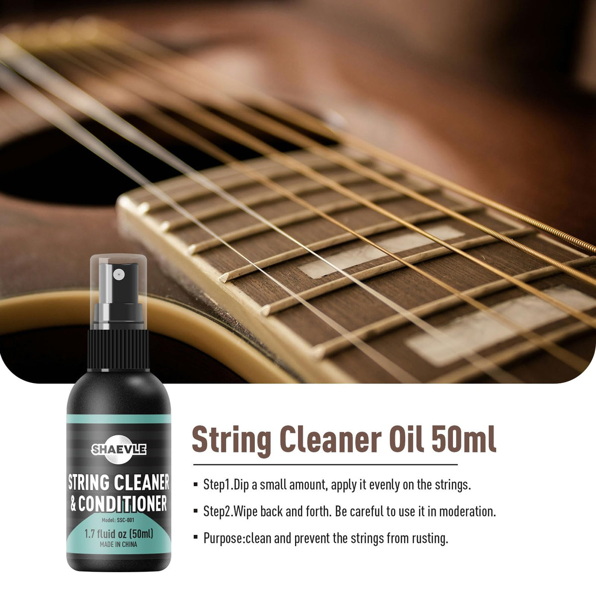 SHAEVLE Guitar Cleaning Kit for Extends Fretboard and String Life