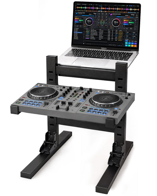 HULISEN DJ Laptop Stand, Dual Tier Foldable Stand for Laptop & Controller