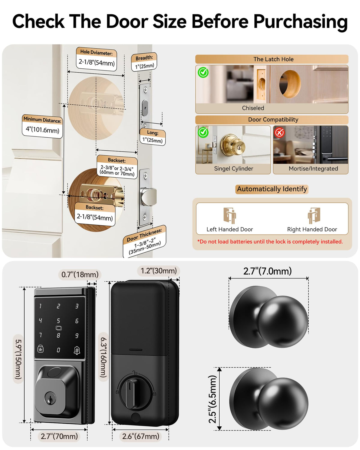 IBLOG Keyless Entry Door Lock with Knob Handle, Fingerprint Smart Lock