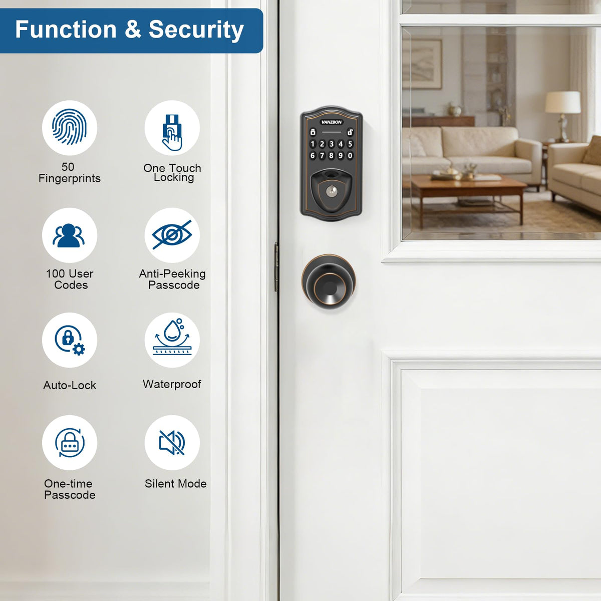 Keyless Entry Code Door Lock with Knob Set for Both Front Door or Bedroom
