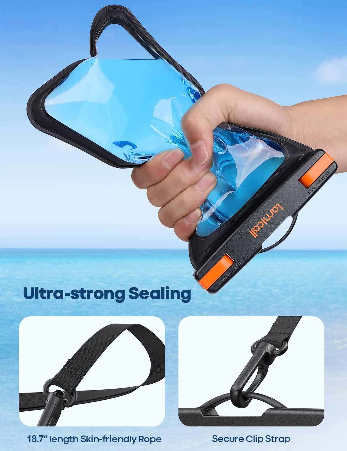 Lamicall Large Size Waterproof Phone Pouch, [2 Pack][ Big Case Friendly ]