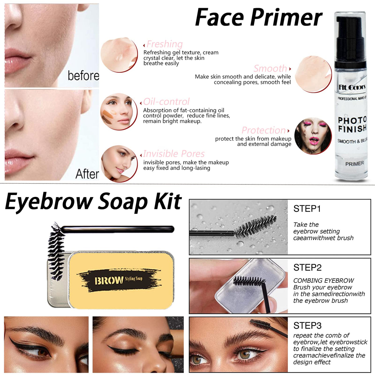 All in One Makeup Kit for Women Full Kit, Makeup Set 12 Colors Eyeshadow, Foundation & Primer, Lipsticks, Eyeliner, Mascara, Contour Stick, Brow Soap, Brush & Sponge, Make Up Gift Set for Women, Teens