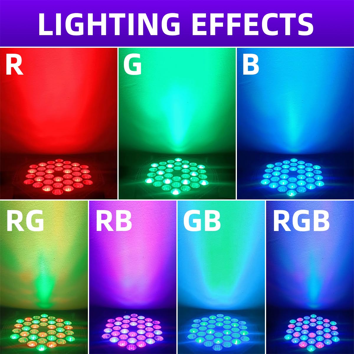 Yiixuyo - 3-Packs 36 LEDs Par Lights DJ Stage Light for Party