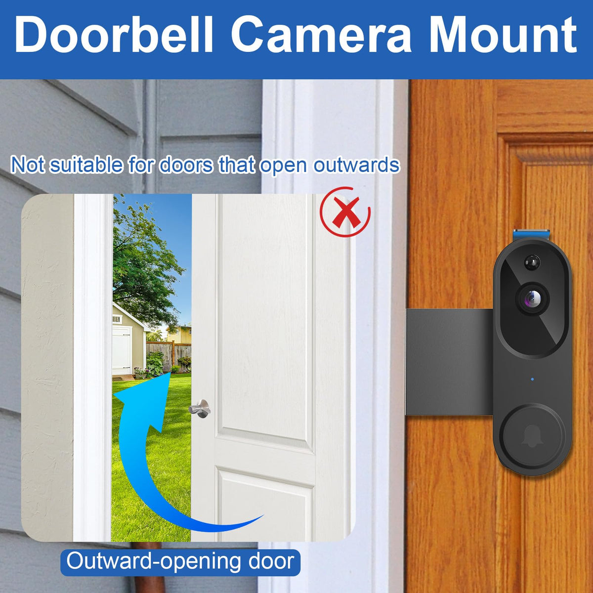 Anti-Theft Doorbell Mount No Drill Compatible with Orbitell/Reolink Video Doorbell, Adjustable Mounting Bracket Holder Accessories for Apartment Rentals, Enhanced Protection Doorbell Mount Bracket