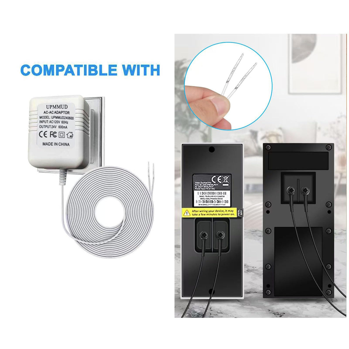 UPMMUD AC-AC 24V Video Doorbell Power Supply Transformer
