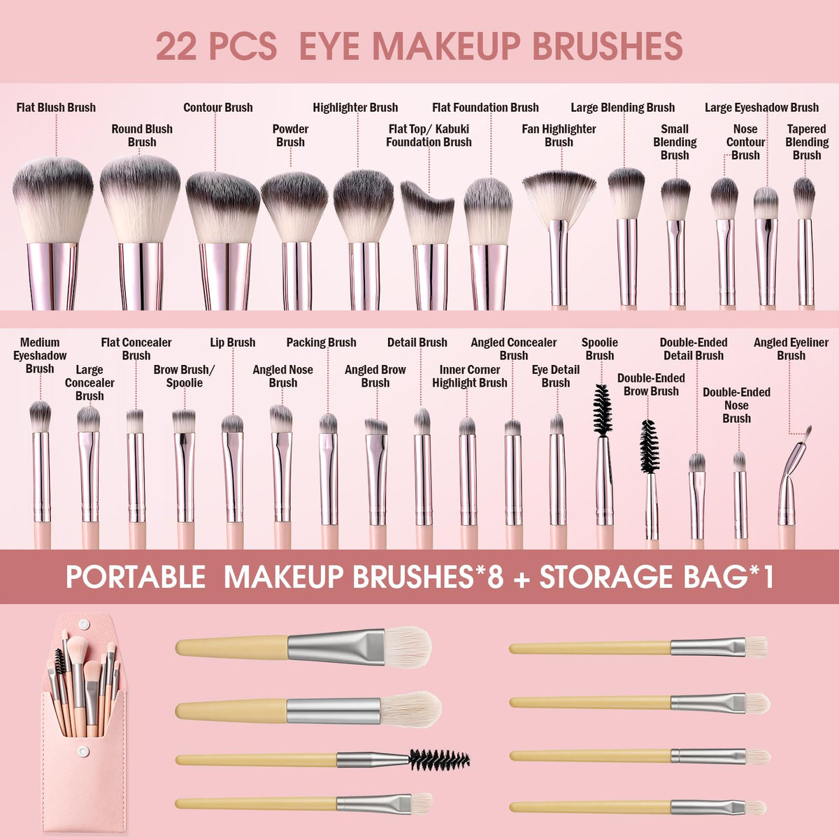 112Pcs Pink Makeup Brushes Set Professional Makeup Brushes & Tools Kit