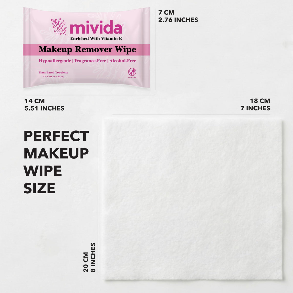 mivida 100 Count Hypoallergenic Makeup Remover Wipes Individually Wrapped with Vitamin E | Dermatologist Tested Alcohol-Free, Fragrance-Free face wipes Individually Wrapped