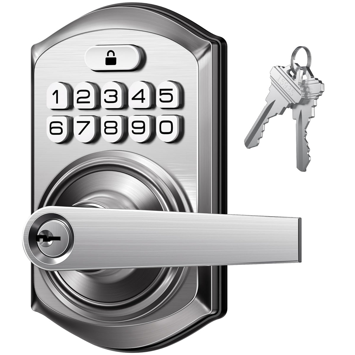 TEEHO TE004 Keyless Entry Door Lock Handle with Keypad, Satin Nickel