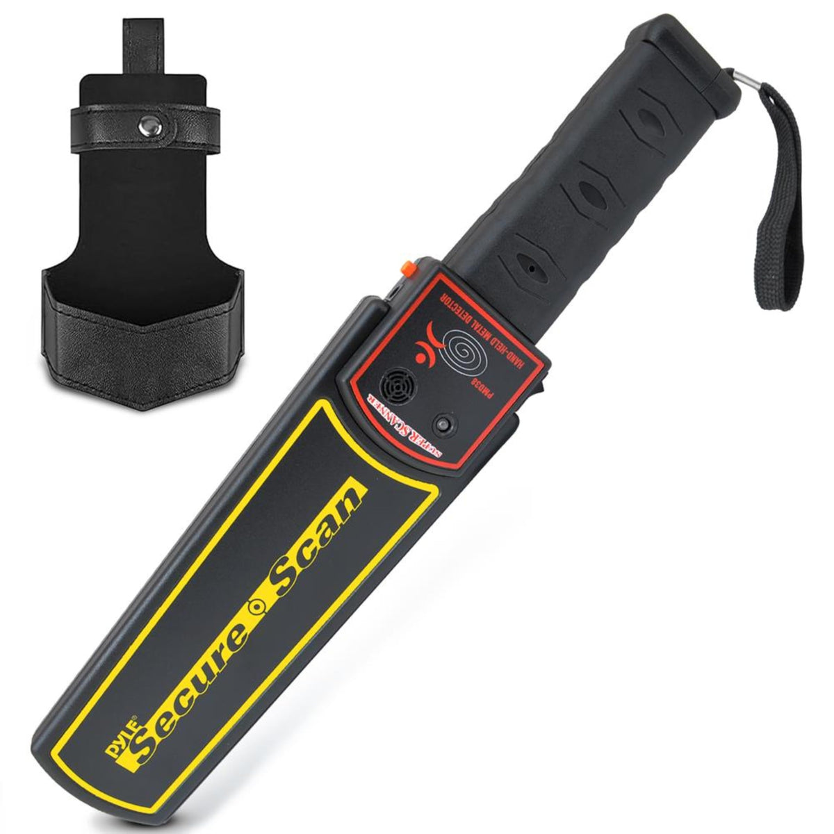 Pyle Handheld Metal Detector Wand with Holster – Portable Security Wand Scanner, Adjustable Sensitivity, Sound & Vibration Alerts, Detects Weapons, Knives, Metal Objects for Security Guards & Events