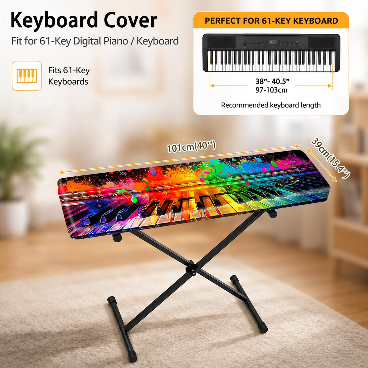 Nuxovilar Ink Splash Keyboard Cover Milk Silk 40x15.4 In