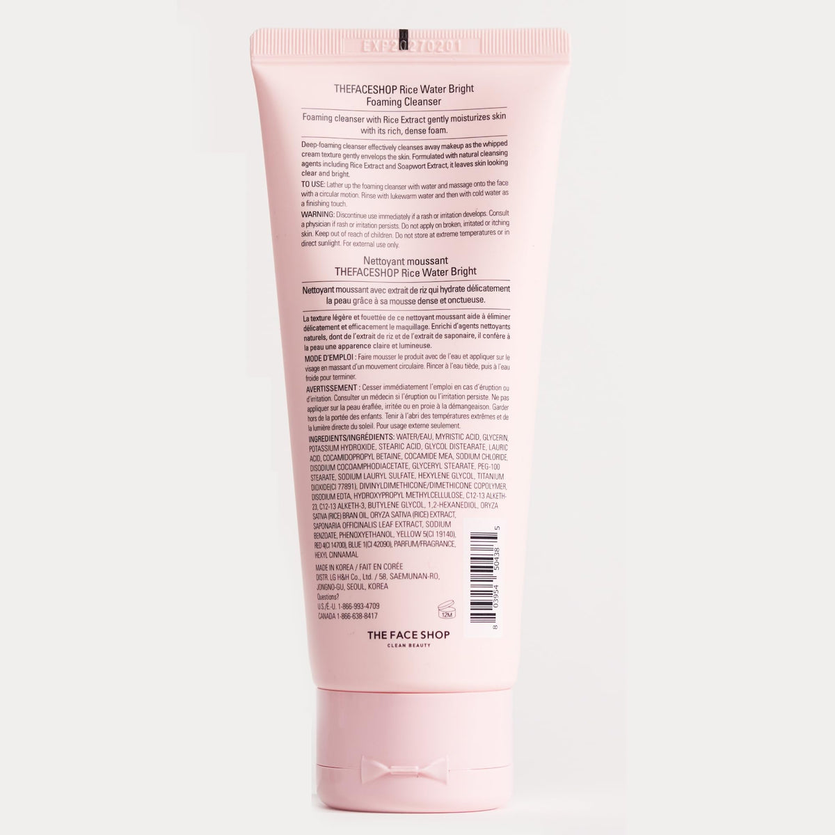 THE FACE SHOP Rice Water Bright Foaming Cleanser, Face Wash, 5.0 fl. oz.