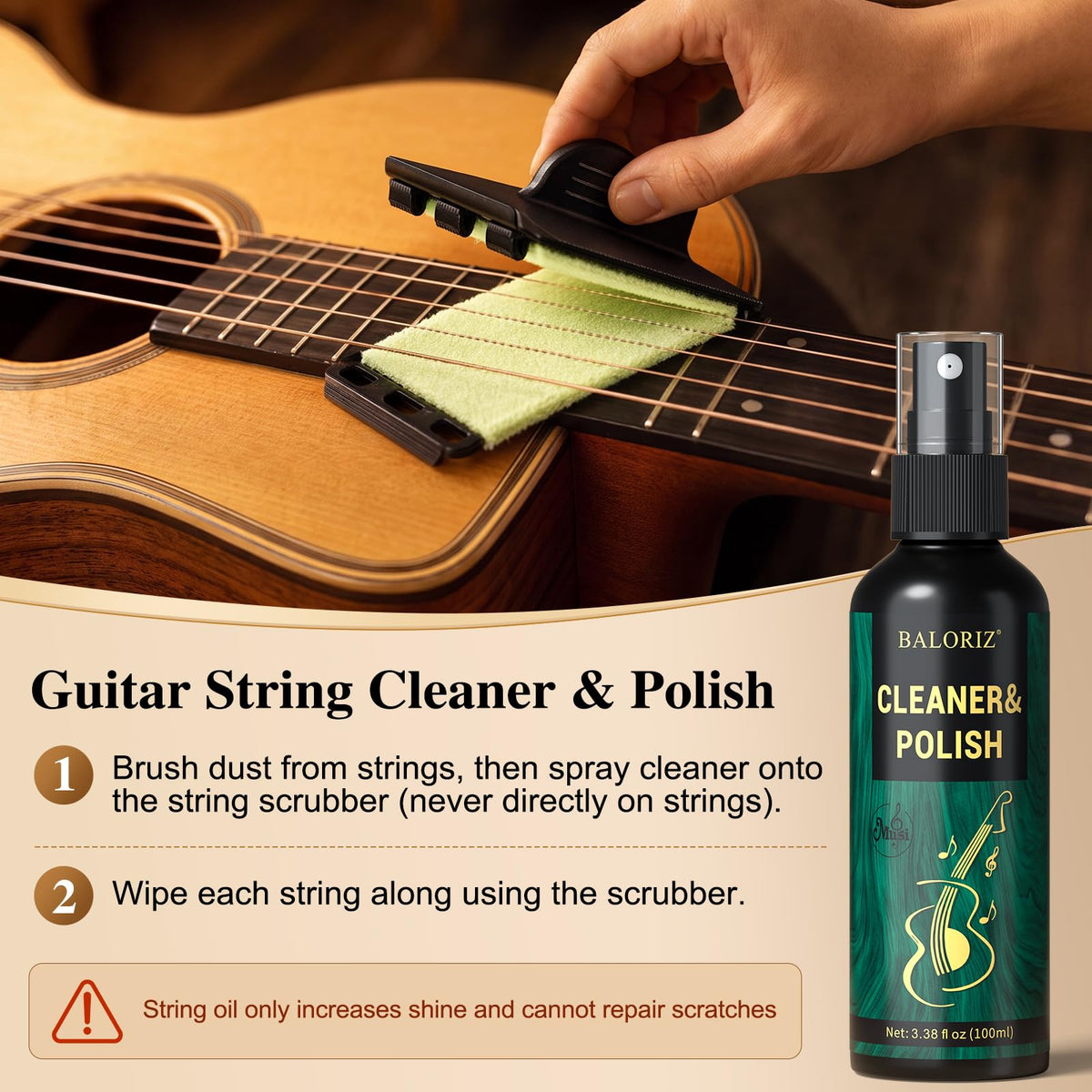 9pcs Guitar Cleaning Kit, Complete Guitar Care Kit with Guitar Cleaner, Fretboard Oil, String Cleaner & Polish, Polish Wax, All-in-One Guitar Maintenance Kit for Acoustic, Electric & Bass Guitars