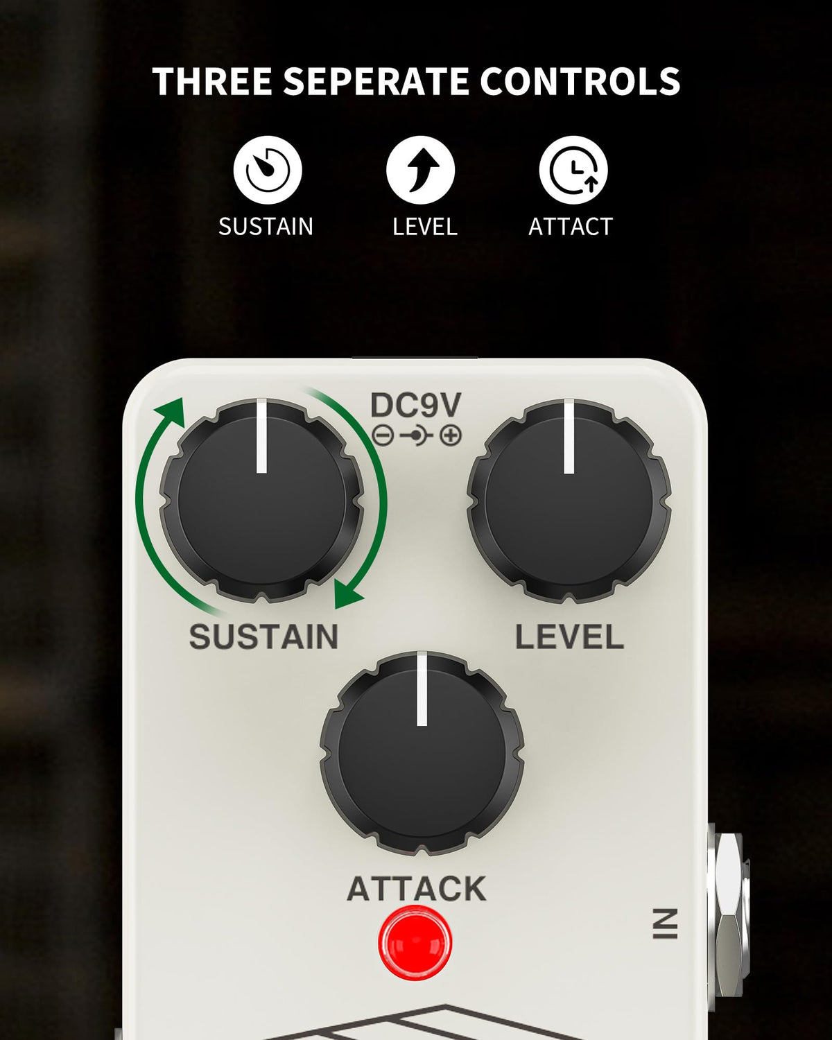 Pogolab Compressor Pedal, Guitar Pedal Compressor, Mini Compressor Pedal for Electric Guitar Bass, True Bypass DC 9V