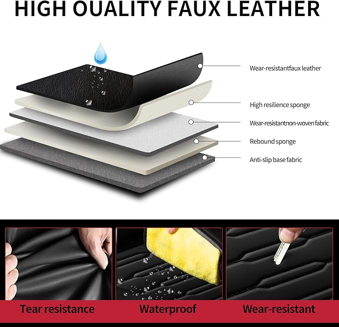 Fit Insight Car Seat Covers for Honda Insight 2010-2021 2022-Upgraded Premium Waterproof & Breathable Leather, Airbag Compatible, All-Weather Seat Cushion Protector (Full Set, Black)