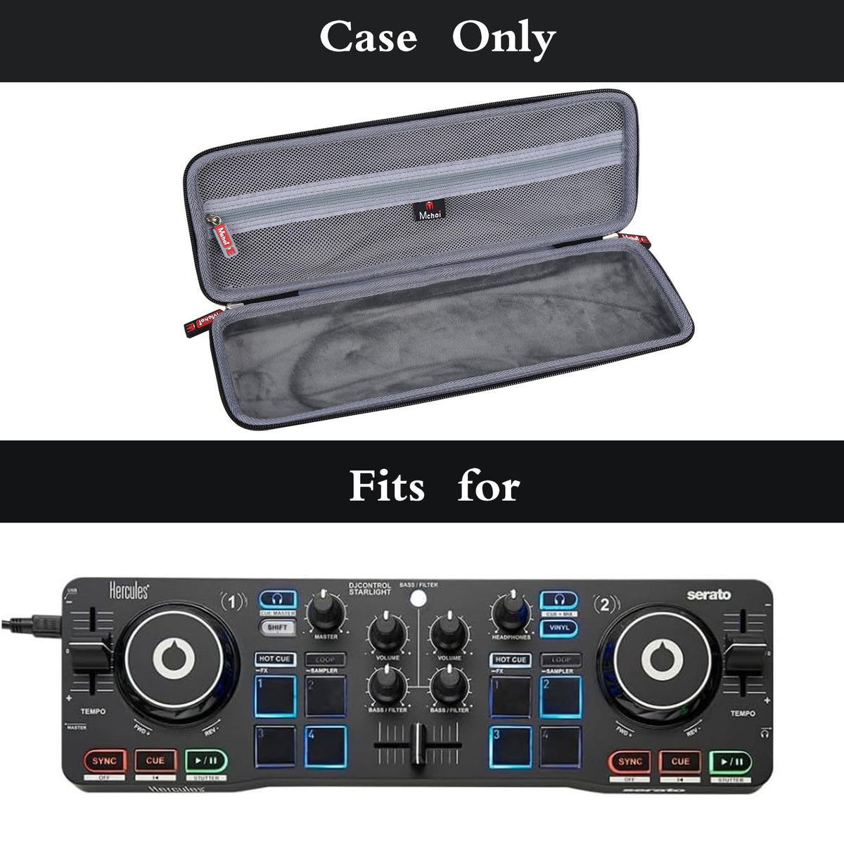 Mchoi Hard Portable Case Compatible with Hercules DJControl Starlight Pocket USB DJ Controller,Case Only (Black)