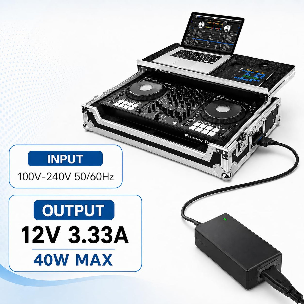 12V AC Adapter Power Supply Compatible with Pioneer DDJ-1000 DDJ-1000SRT DJ Controller, Replacement Charger Cord for DDJ 1000 SRT, DJ Controller Power Adapter