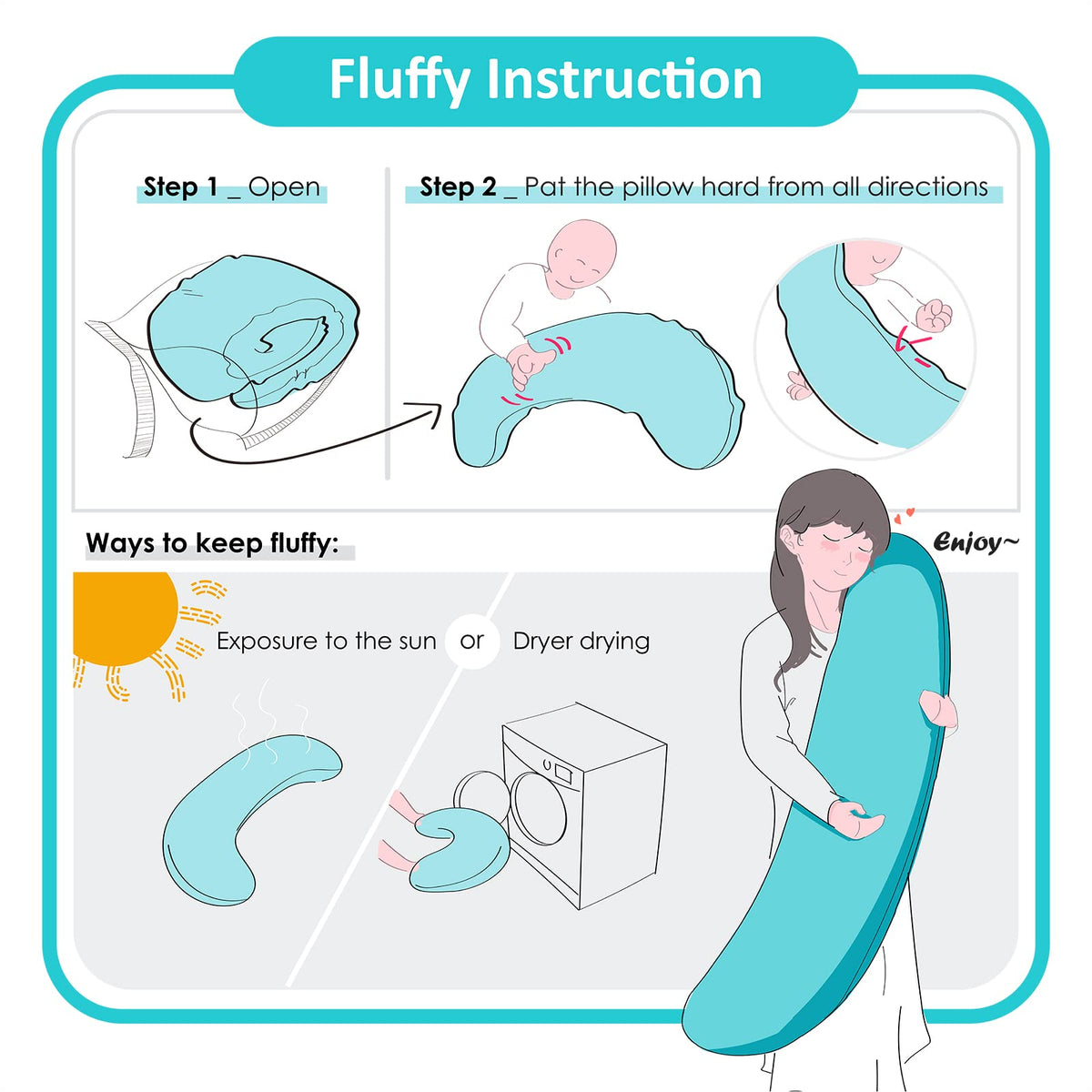 BYRIVER 43" Mint Green Cooling Side Sleeping Body Pillow for Adults Women Men, Contour Curved J Shaped Hugging Pillow for Pregnancy Belly Leg Knee Support (XL)