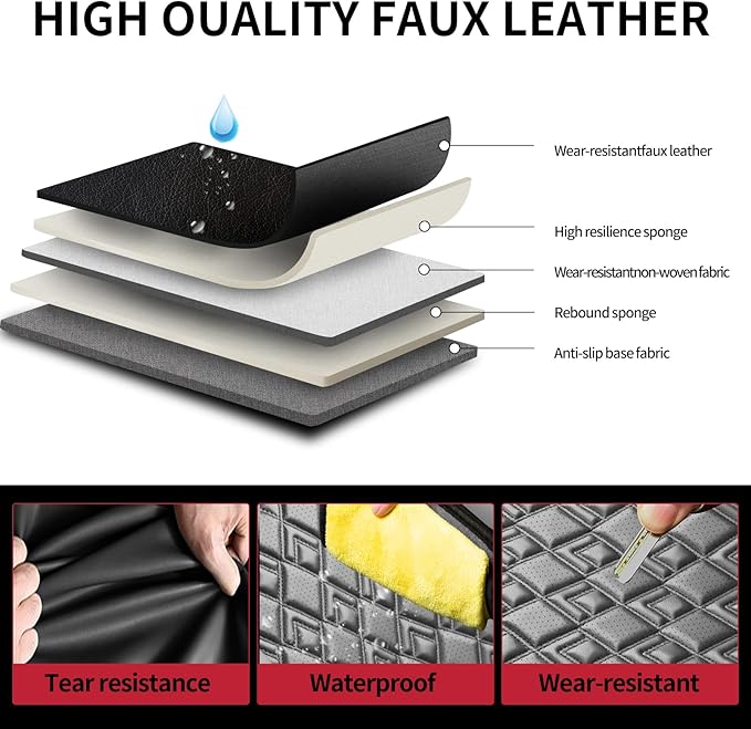 Fit Equus Car Seat Covers for Hyundai Equus 2011-2014 2015 - Upgraded Premium Waterproof & Breathable Leather, Airbag Compatible, All-Weather Seat Cushion Protector (Full Set, Black)