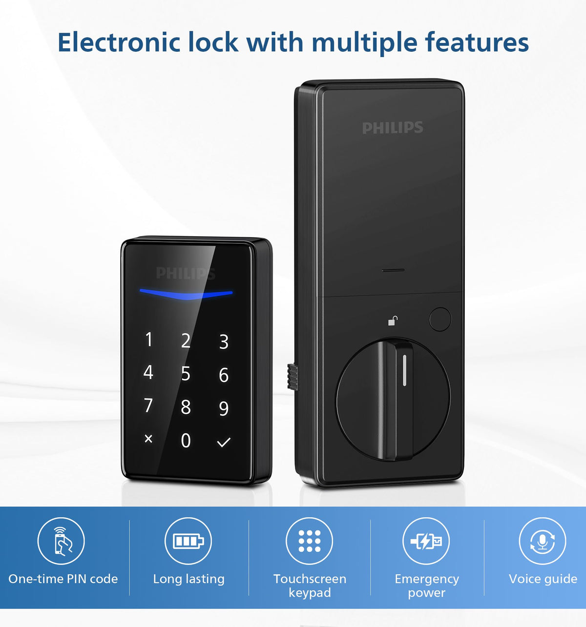 Philips Keyless Entry Door Lock - Generate One-time Code Remotely Nonconnected- Touchscreen Keypad Standalone Deadbolt Lock - Matte Black