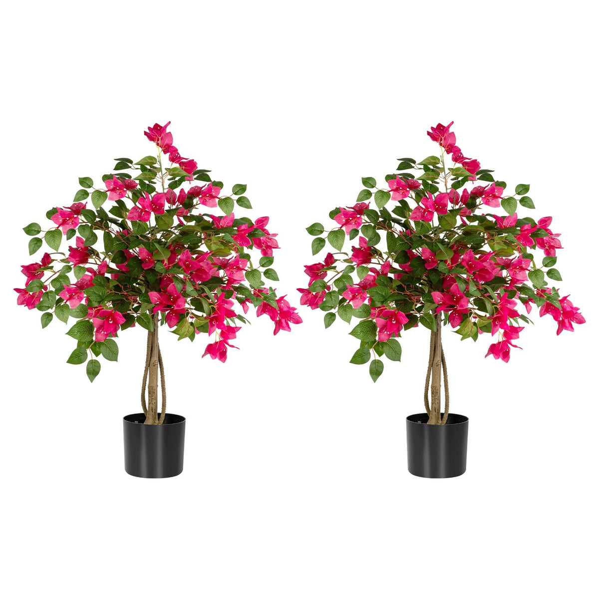 Datietiao 3FT Artificial Bougainvillea Tree with Lush Pink Flowers, Faux Potted Fake Plant, UV Resistant Artificial Tree for Indoor Outdoor Home Decor, Living Room, Office, Patio, Porch