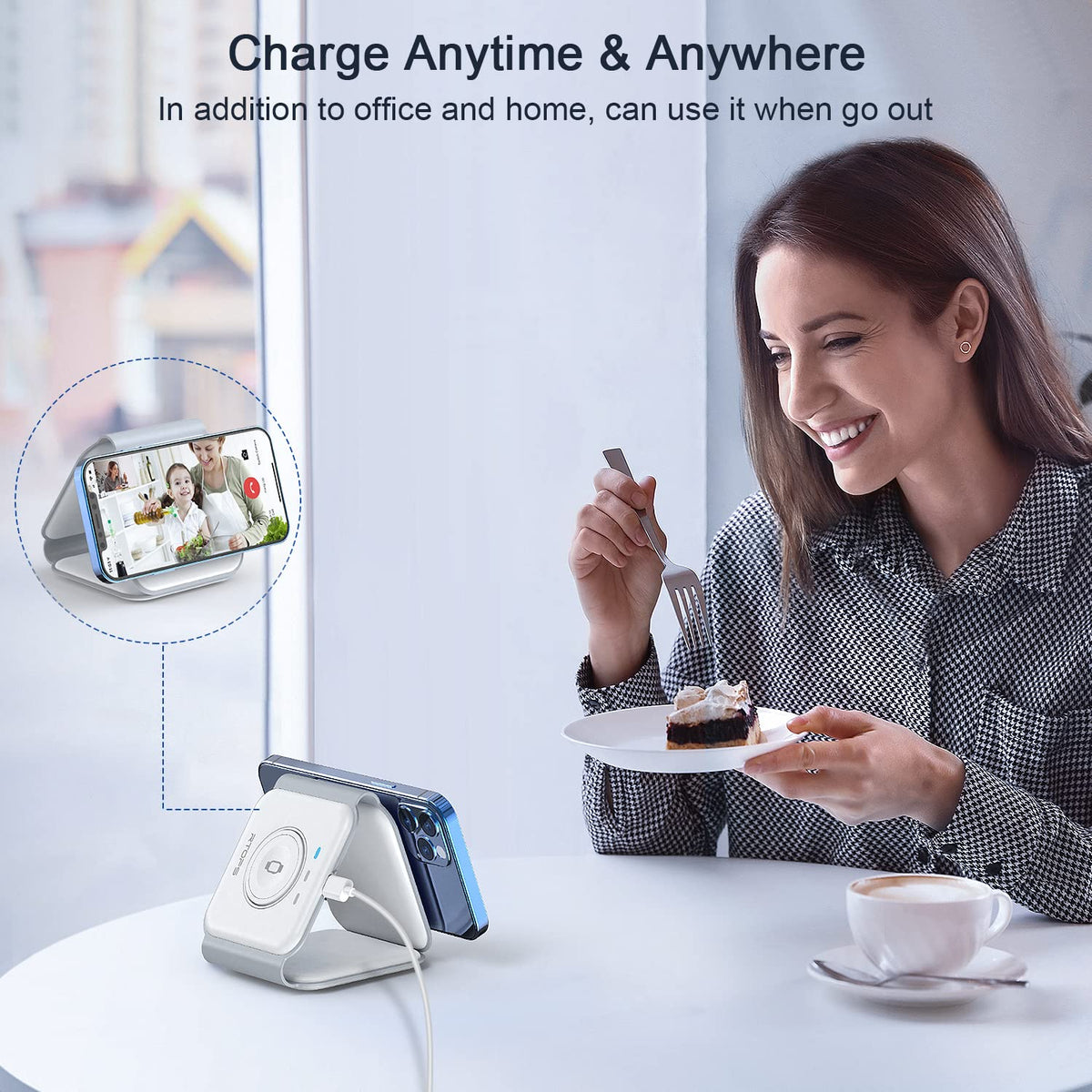 Wireless Charger 3 in 1,RTOPS Magnetic GaN Travel Wireless Charging Station Compatible with Apple Magsafe Multiple Devices for iphone17/16/15/14/13/Pro/Max,iWatch,AirPods4/3/2/Pro (Adapter Includes)