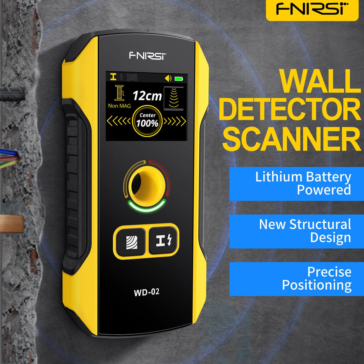Premium Wall Scanner Stud Finder, Electronic Wall Stud Detector for Wood, Metal Studs, AC Wires, Joists, Pipes, Wire and Water Pipe Stud Finder, Visible Positioning Hole for Accurate Center Detection