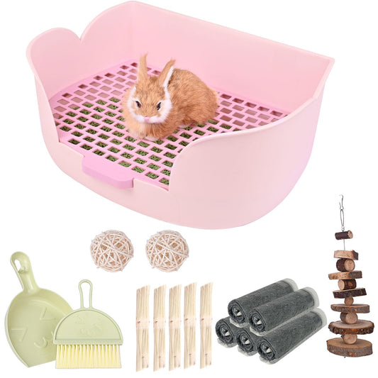RUBYHOME Large Bunny Litter Box (15.5" x 11.1" x 6.2") Small Animal Litter Pet Toilet Potty Trainer Corner Litter Bedding Box Pet Pan for Rabbit Guinea Pig Easy to Clean (Purple)
