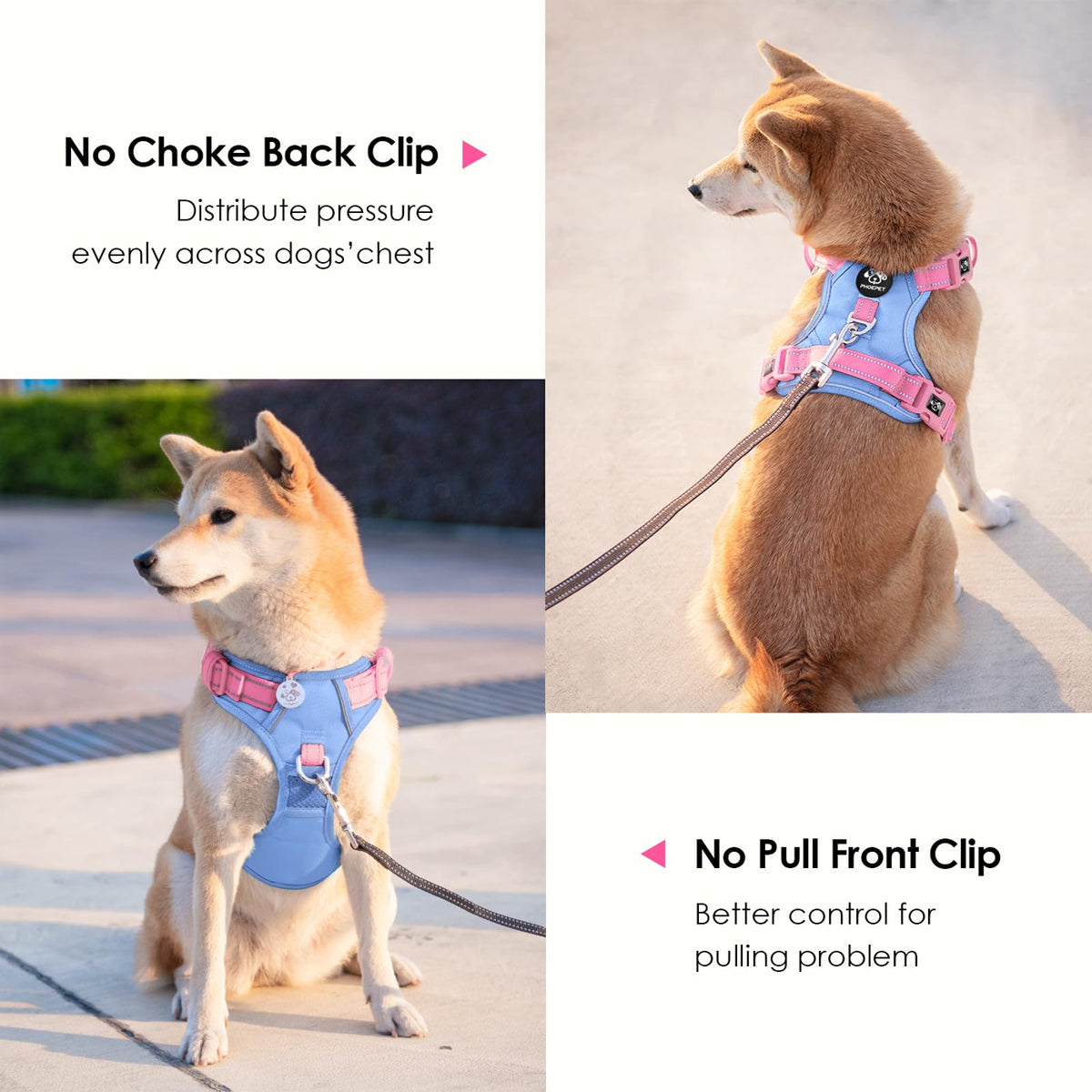 PHOEPET No Pull Dog Harness, Unique Colors Reflective Adjustable Dog Vest
