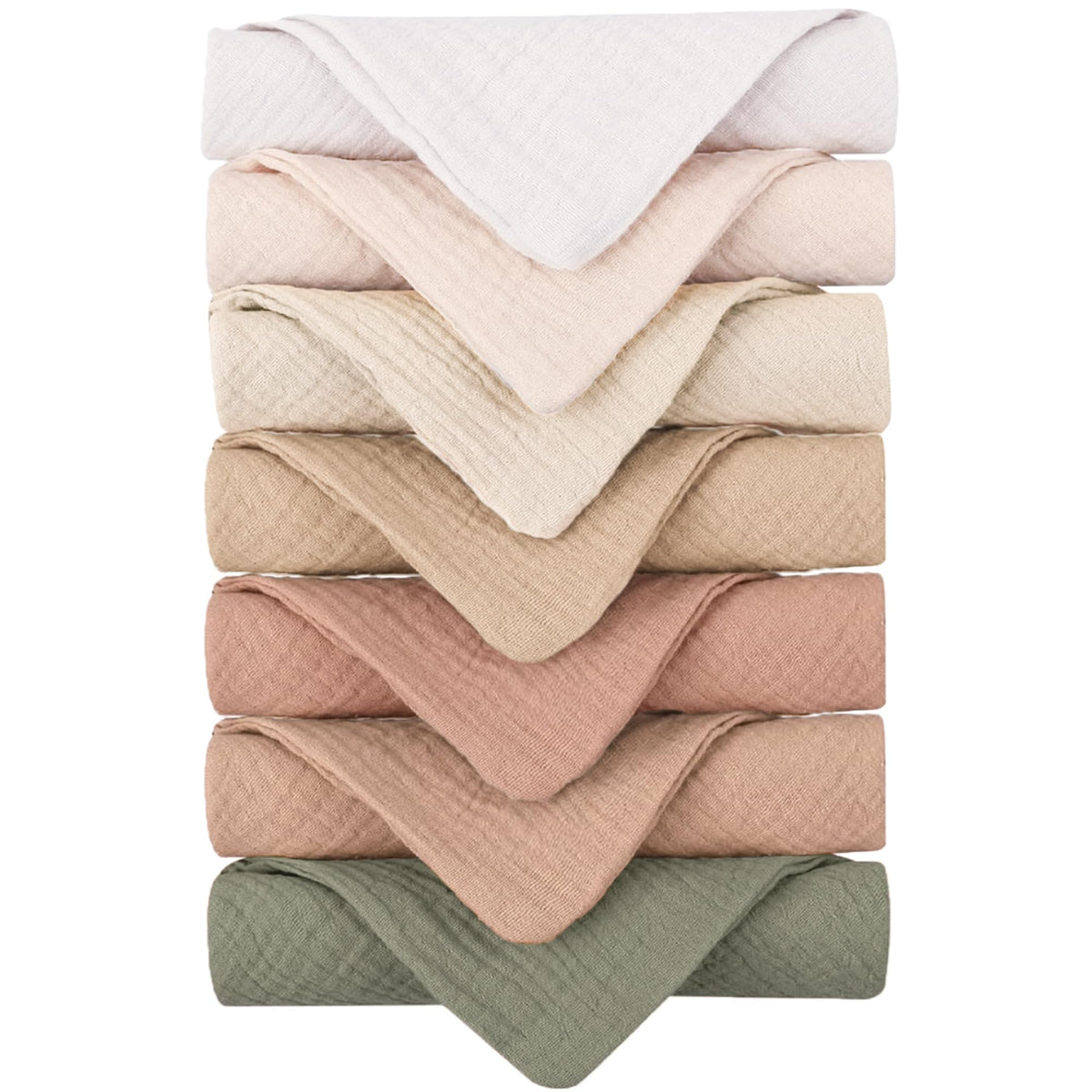 Konssy 7 Pack Face Cloths, 100% Muslin Cotton Wash Cloth for Washing Face