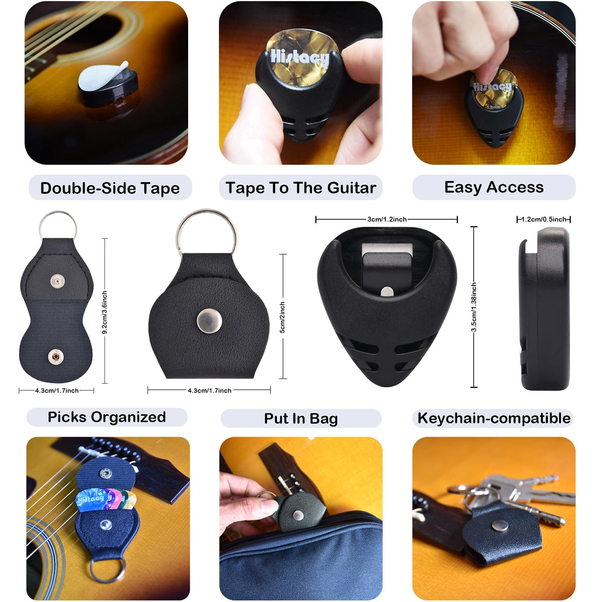 Histacy Guitar Accessories Kit: Wooden Stand, Strap, Clip-On Tuner, 3-in-1 Capo, 30 Picks for Acoustic, Electric Guitar, Bass & Ukulele, All-in-One Perfect Guitar Gift Set for Men & Beginners & Pros