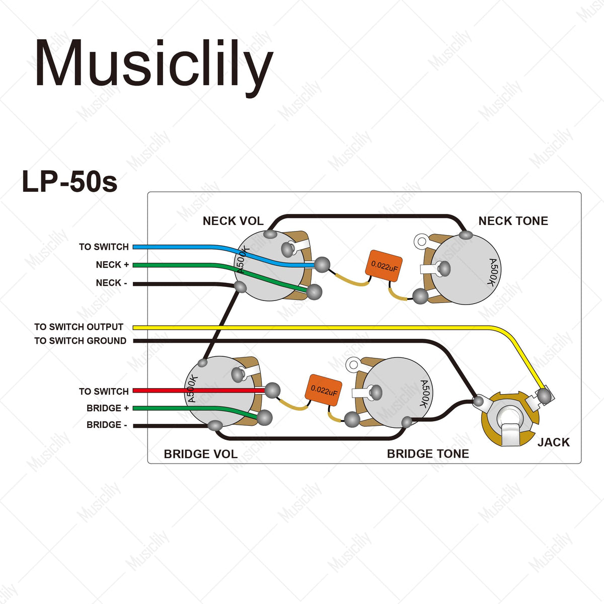 Musiclily Pro LP STD Vintage 50s Pre-wired Wring Harness Kit Upgrade