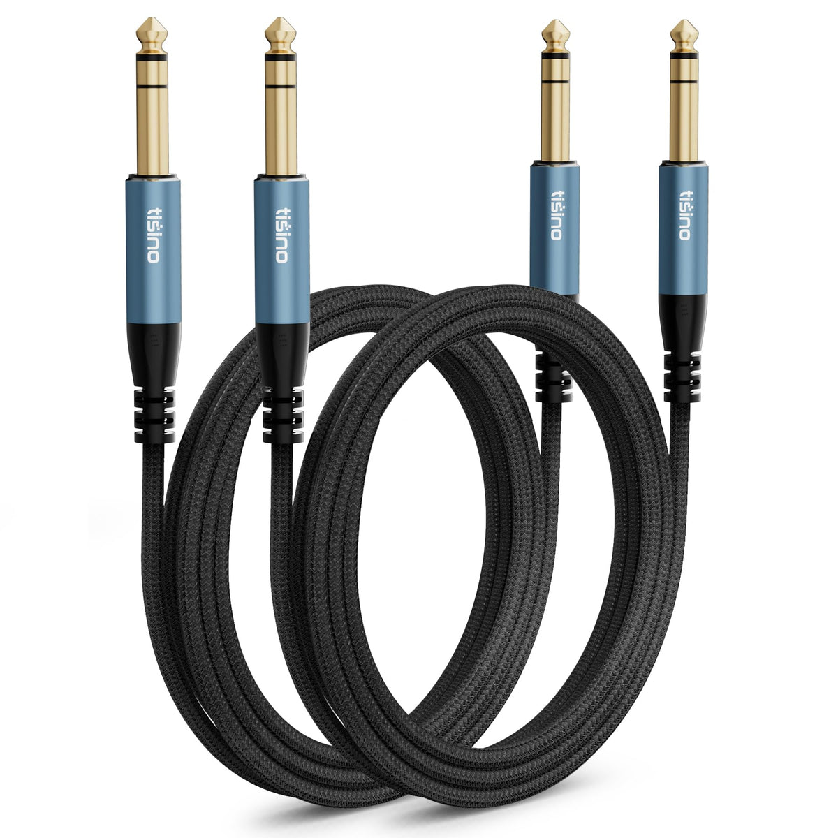 Tisino TRS Cable 1/4" Instrument Guitar Cable Balanced, 10FT/2-Pack